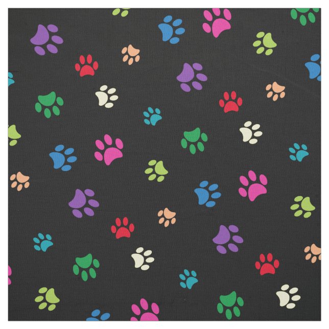 Tecido Patas Pintadas com Cores do Arco-íris em Preto (Modelo)