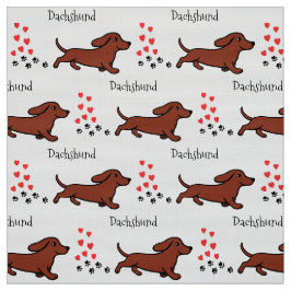 Tecido Patas Running e corações do Dachshund liso