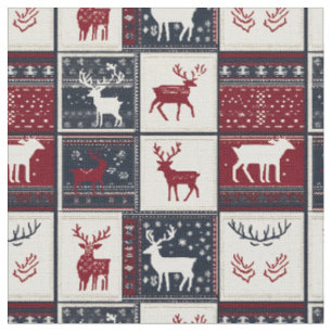 Tecido Patches de Natal Nórdico   Reindeer Knmit