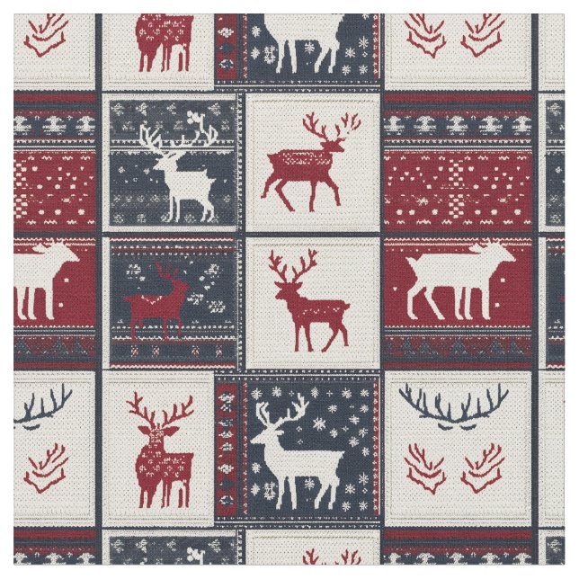 Tecido Patches de Natal Nórdico | Reindeer Knmit (Detalhe)