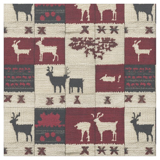 Tecido Patches Rustic Cross-Stitch | Folk Holiday Motif (Detalhe)