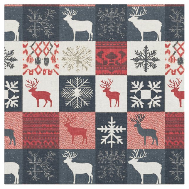 Tecido Patchwork do Fair Isle Knited | Holiday Reindeer (Detalhe)