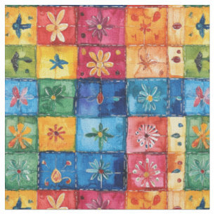 Tecido Patchwork Do Quilt Floral-Papel Picado