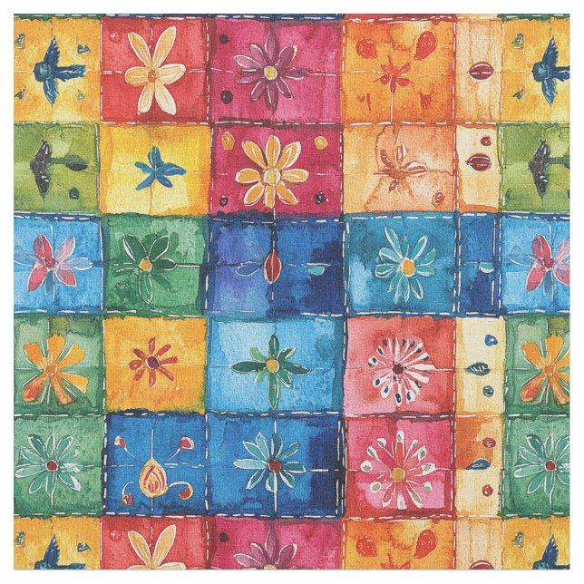Tecido Patchwork Do Quilt Floral-Papel Picado (Detalhe)