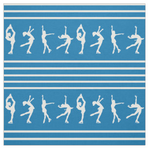 Tecido Patinagem artística listrado azul e branco