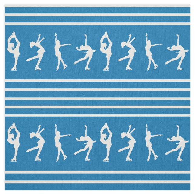 Tecido Patinagem artística listrado azul e branco (Modelo)