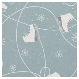 Tecido Patins de Gelo Flocos de Neve Trilhas de Gelo Azul