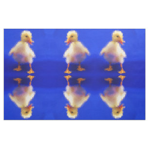Tecido Pato bonito bonitinho pintado de fundo azul