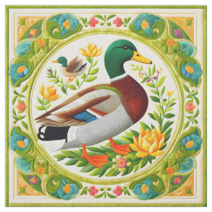 Tecido Pato de Mallard de aparência fina bordada e cercad