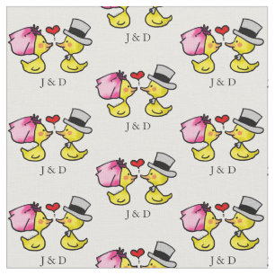 Tecido patos bonitos da noiva & do noivo do casamento -