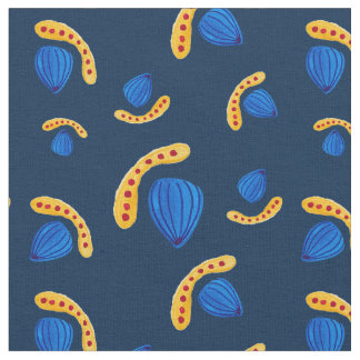 Tecido Patrón pintado a mano minimalista boho azul navy