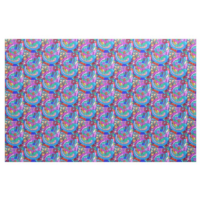 Tecido paz e amor psicodélicos (Fat Quarter)