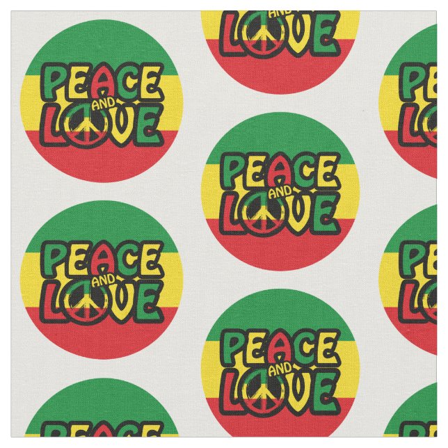 Tecido PEACE and LOVE, estilo reggag (Detalhe)