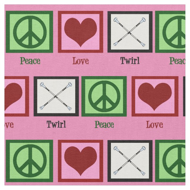 Tecido Peace Love Baton Twirling (Detalhe)