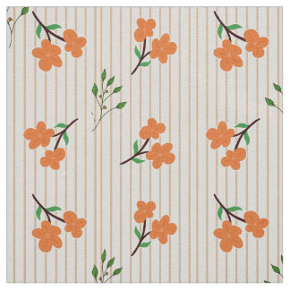 Tecido Peach Stripe Floral Botanical Ivory Linen Fabric