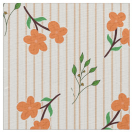 Tecido Peach Stripe Floral Botanical Ivory Linen Fabric