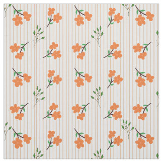 Tecido Peach Stripe Floral Botanical Pima Cotton Fabric