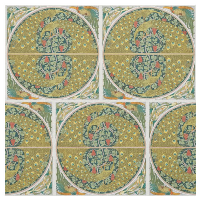 Tecido Peacock Art Nouveau Estilo redondo intrincado desi (Modelo)