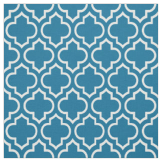 Tecido Peacock Blue, Quatrefoil Branco marroquino #6