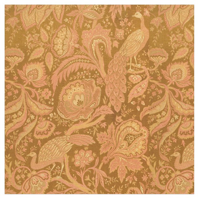Tecido Peacocks e padrões florais vitorianos (Detalhe)