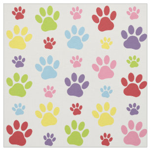Tecido Peças Coloridas, Padrões De Pata, Patas De Cães, I