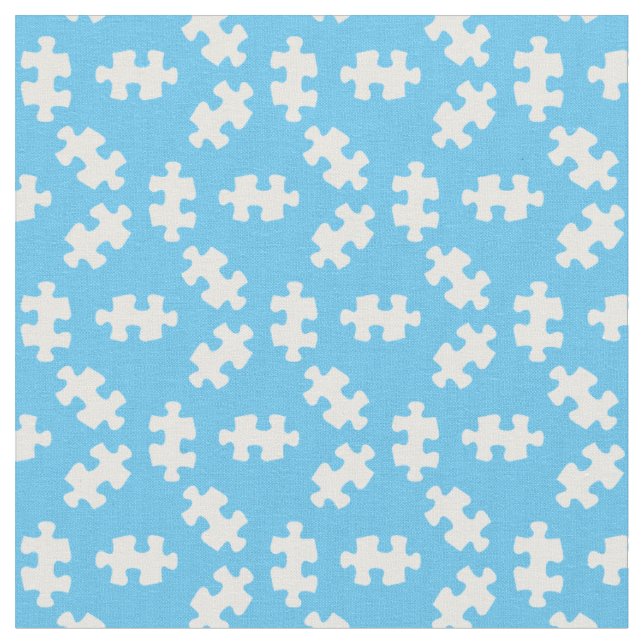 Tecido Peças de Puzzle Azul Claro e Branco (Detalhe)