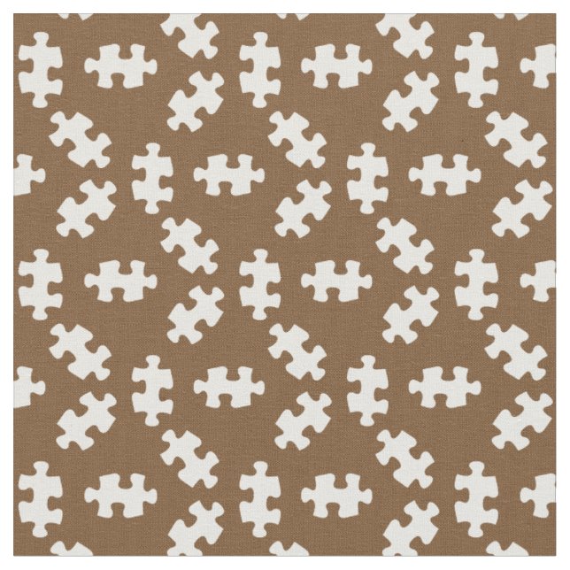 Tecido Peças de Puzzle Marrom e Branco (Detalhe)