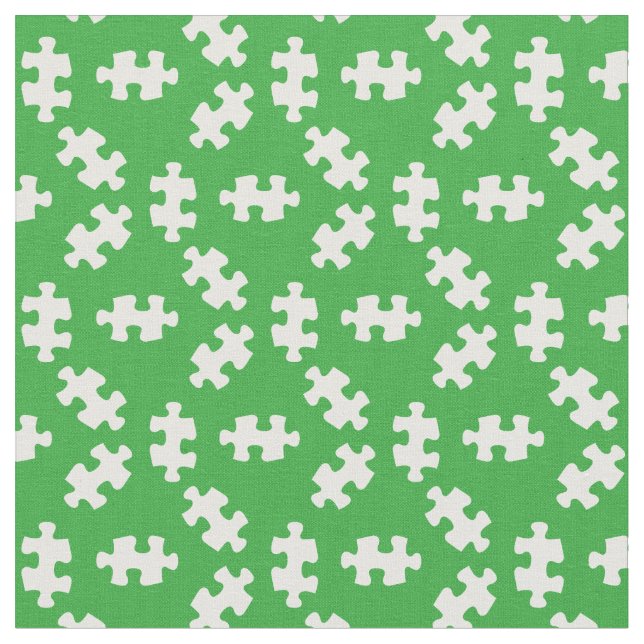 Tecido Peças de Puzzle Verde e Branco (Detalhe)