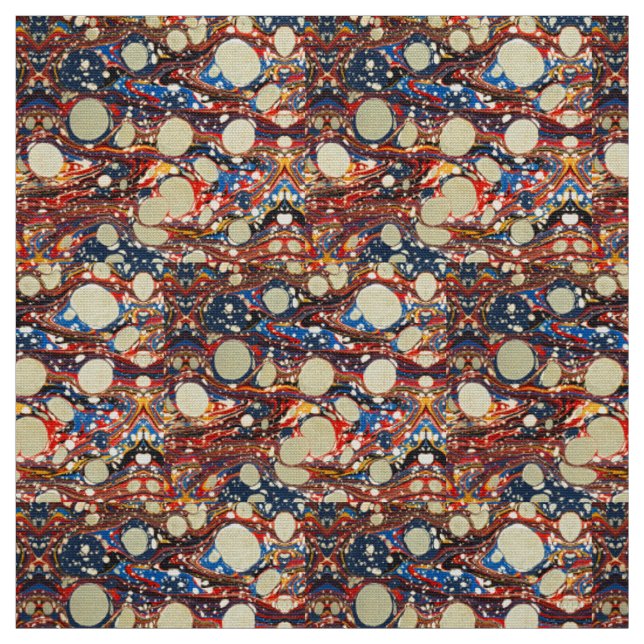 TECIDO PEDAÇOS AZUIS ABSTRATO MARBADOS, CÍRCULOS BRANCOS (Modelo)