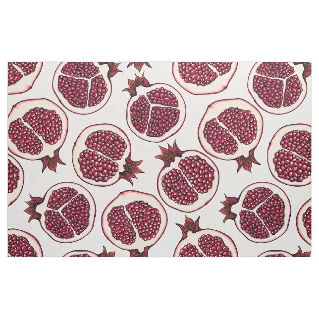 Tecido Pedaços de romã em branco (Fat Quarter)