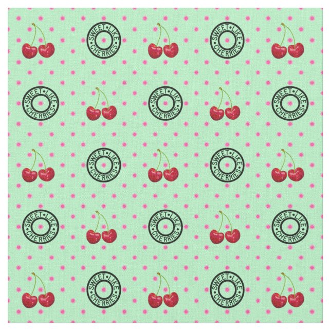 Tecido PEDAÇOS DOCES COMO CHERRIES Retroativo Padrão de V (Detalhe)