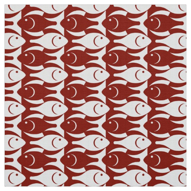 Tecido Peixe moderno do século médio, vermelho escuro e b (Modelo)