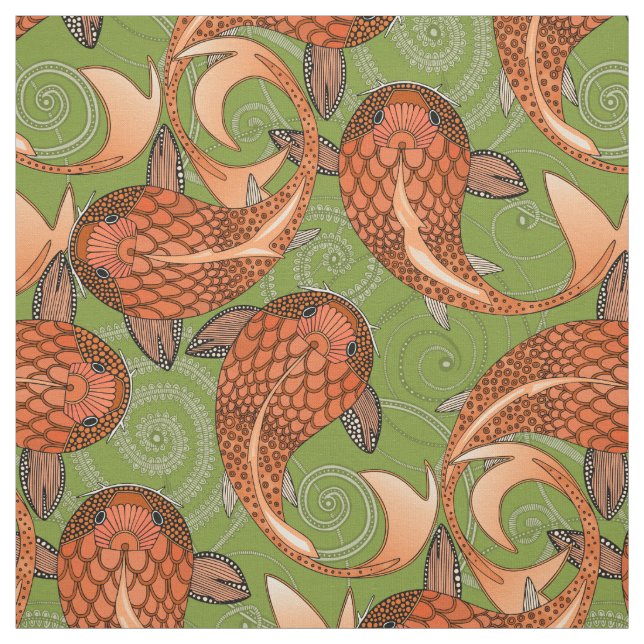 Tecido peixe verde paisley (Modelo)
