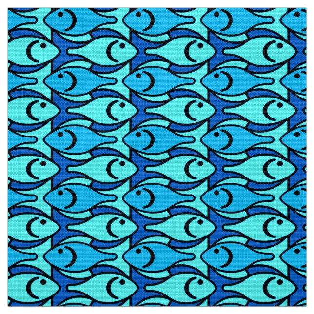 Tecido Peixes Modernos do Século médio, Turquesa e Aqua (Modelo)