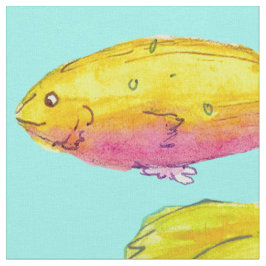 Tecido Peixes Tropicais Turquesa Azul Amarelo sunrise