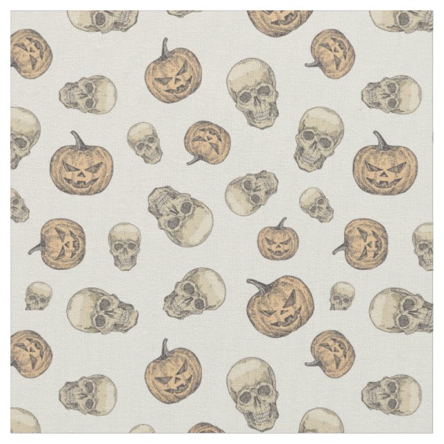 Tecido Peles e Pumpkins Padrão de Halloween (Detalhe)