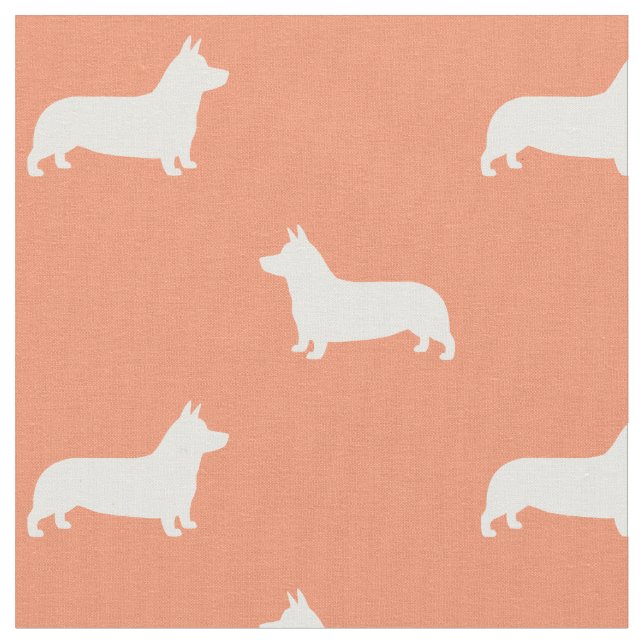 Tecido Pembroke Welsh Corgi Dog Silhouettes Padrão (Detalhe)
