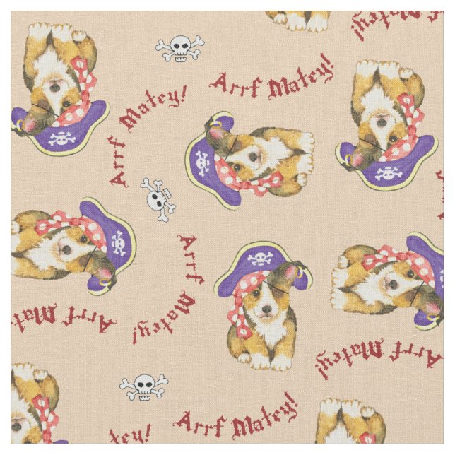 Tecido Pembroke Welsh Corgi Pirate (Detalhe)