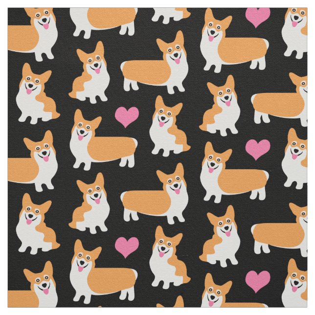 Tecido Pembroke Welsh Corgis e Hearts (Modelo)