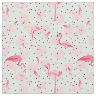 Tecido Penas do flamingo em bolinhas