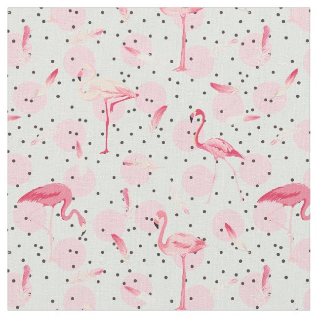Tecido Penas do flamingo em bolinhas (Detalhe)