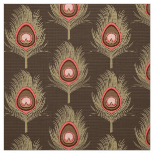 Tecido Penas do pavão, bege em castanho chocolate escuro