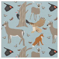 Pennsylvania Wildlife Deer, Fox, Birds Pattered