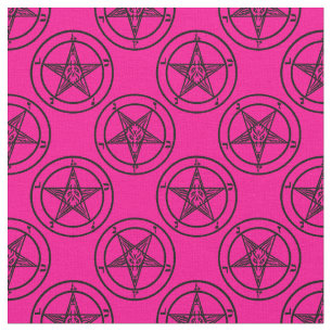 Tecido pentagrama rosa pingue-pongue halloween