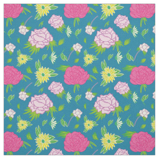 Tecido peonias y margaritas