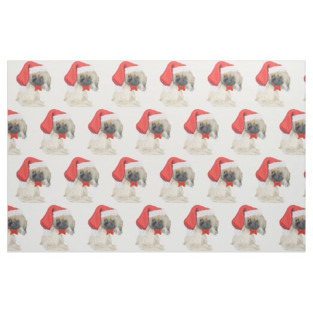 Tecido Pequeno Pequinês do Papai Noel (Jarda)