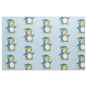 Tecido Pequeno pinguim andando na neve