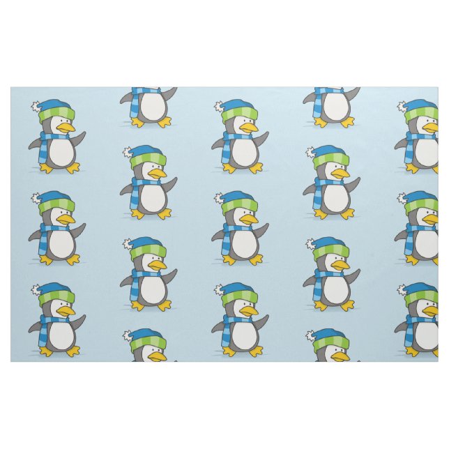 Tecido Pequeno pinguim andando na neve (Fat Quarter)