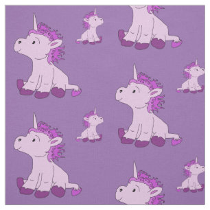 Tecido Pequeno Unicórnio Bonito com Mão Violeta Rosa