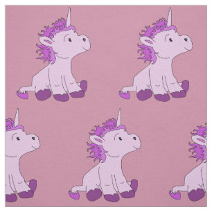 Tecido Pequeno Unicórnio Bonito com Mão Violeta Rosa